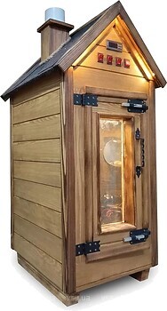 Фото Drev Trest Коптильня Mini 1.0 Plus слив, фланец, окно, свет внутренний, наружный (M1P0110FVLiLo0)