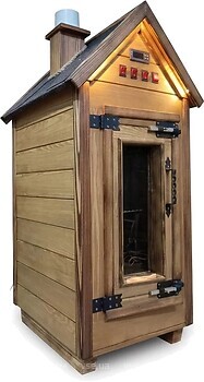 Фото Drev Trest Коптильня Mini 1.0 Plus слив, фланец, окно, свет наружный (M1P0210FV0Lo0)
