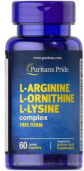 Фото Puritan's Pride L-Arginine L-Ornithine L-Lysine 60 капсул