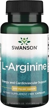 Фото Swanson L-Arginine 500 mg 100 капсул