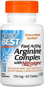 Фото Doctor's Best Fast Acting Arginine Complex with Nitrosigine 60 таблеток