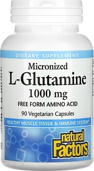 Фото Natural Factors Micronized L-Glutamine 1000 mg 90 капсул