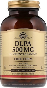 Фото Solgar DLPA Free Form 500 mg 100 капсул (SOL01011)