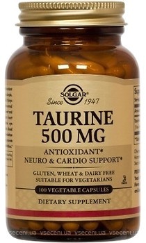 Фото Solgar Taurine 500 mg 100 капсул (SOL02701)