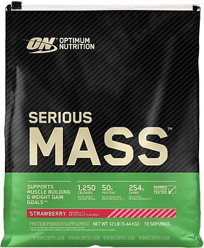 Фото Optimum Nutrition Serious Mass 5.44 кг Strawberry