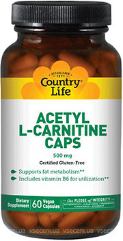 Фото Country Life L-Carnitine 500 mg 60 капсул