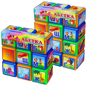 Фото M-Toys Кубики цветные Абетка 12 кубиков (130117, 504014)