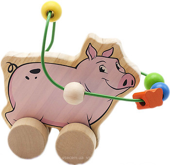 Фото Мир деревянных игрушек Лабиринт-каталка Свинья (Д367)