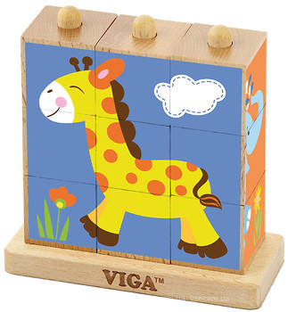 Фото Viga Toys Кубики на логику Животные (50834)