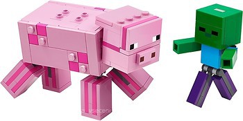 Фото LEGO Minecraft Свинья и Зомби-ребенок (21157)