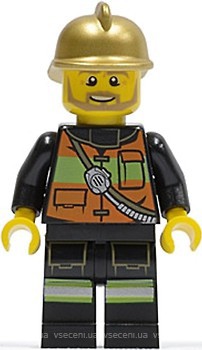 Фото LEGO City Fire Chief - Reflective Stripes with Pockets and Shoulder Strap Gold Fire Helmet (cty0345)