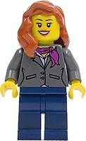 Фото LEGO City Dark Bluish Gray Jacket with Magenta Scarf Dark Blue Legs Dark Orange Female Hair over Shoulder (twn217)