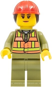 Фото LEGO City Train Worker - Female, Orange Safety Vest with Lime Straps (trn246)