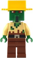 Фото LEGO Minecraft Zombie Villager - Tan Torso, Yellow Hat (min135)