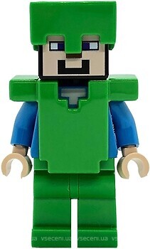 Фото LEGO Minecraft Steve - Bright Green Legs, Helmet and Armor (min140)