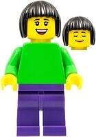 Фото LEGO City Woman - Bright Green Torso, Dark Purple Legs, Bobbed Hair (pln194)