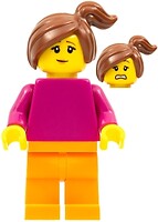 Фото LEGO City Woman - Magenta Torso, Orange Legs, Reddish Brown Ponytail (pln193)