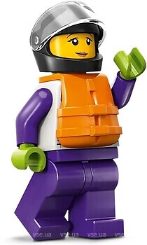 Фото LEGO City Speedboat Raft Driver - Female, White Jacket with Dolphin (cty1550)