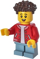 Фото LEGO City Boy - Red Jacket with Striped Trim, Sand Blue Short Legs (cty1352)