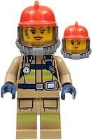 Фото LEGO City Firefighter - Female, Red Helmet, Breathing Neck Gear with Blue Air Tanks (cty0967)