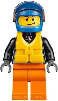 Фото LEGO City Xtreme Powerboat Driver - Male, Brown Dimple, Black Racing Jacket (cty0542)