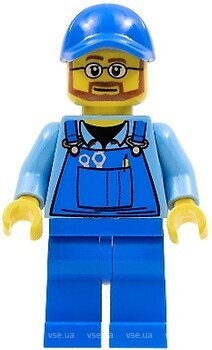 Фото LEGO City Worker - Male, Overalls with Tools in Pocket, Beard and Glasses (cty0544)