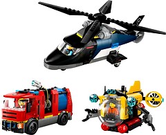 Фото LEGO City Ремикс вертолетов, пожарных машин и подводных лодок (60462)