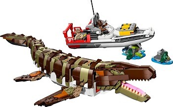 Фото LEGO Jurassic World Миссия на лодке из кубиков с мозазавром (76974)