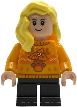 Фото LEGO Harry Potter Hannah Abbott - Bright Light Orange Holiday Sweater, Black Short Legs (hp592)