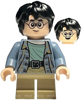 Фото LEGO Harry Potter Harry Potter - Sand Blue Jacket, Dark Tan Short Legs, Broken Glasses (hp449)