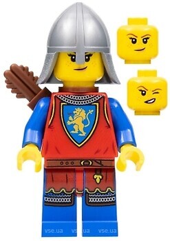 Фото LEGO Castle Lion Knight - Female, Flat Silver Neck Protector, Quiver, Freckles (cas564)
