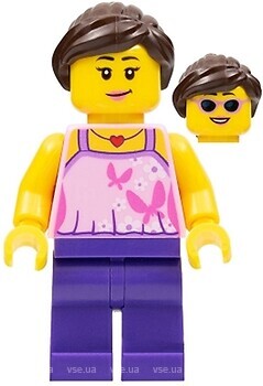 Фото LEGO City Girl - Bright Pink Top with Butterflies and Flowers, Dark Purple Legs (hol083)