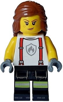 Фото LEGO City Firefighter - Female, White Shirt with Suspenders, Legs with Reflective Stripes (cty1715)