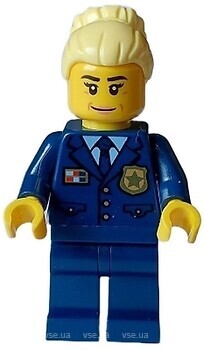 Фото LEGO City Police Chief - Female, Dark Blue Jacket and Legs, Bright Light Yellow Hair, Smile (cty1564)