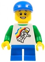 Фото LEGO City Classic Space Minifigure Floating Pattern, Blue Short Legs, Blue Short Bill Cap (twn224)