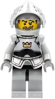 Фото LEGO Castle Crown Knight - Plain with Breastplate, Helmet, Curly Eyebrows, Black Hips, Light Bluish Gray Legs (cas350)