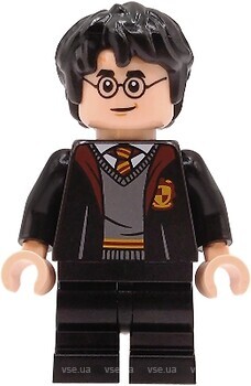 Фото LEGO Harry Potter Harry Potter - Gryffindor Robe Open, Black Medium Legs, Hair Thick and Messy (hp605)