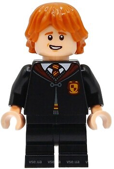Фото LEGO Harry Potter Ron Weasley - Gryffindor Robe Clasped, Black Medium Legs, Open Mouth Smile (hp604)