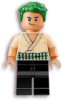 Фото LEGO One Piece Roronoa Zoro - Tan Shirt, Hair, Closed Mouth Grin / Open Mouth Scowl (op013)