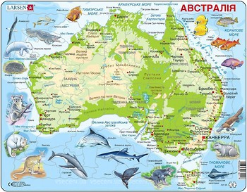 Фото Larsen Карта Австралии с животными (A31-UA)