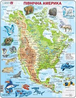 Фото Larsen Карта Северной Америки с животными (A32-UA)