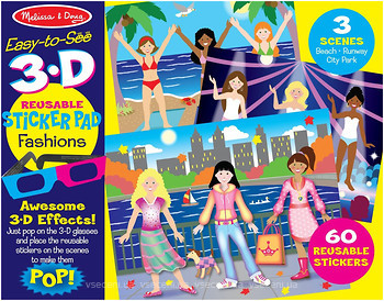 Фото Melissa & Doug Многоразовые 3D наклейки с очками Мода (MD9374)