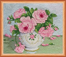 Фото Abris Art Вышивка крестиком на канве Розовые цветы (AH-014)