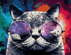 Фото Strateg Картина по номерам Космический кот (VA-1096)
