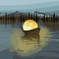 Фото Идейка Лунная лодка с красками металлик (KHO5031)