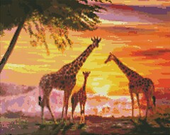 Фото Идейка Алмазная мозаика Семья жирафов (AMO7327)