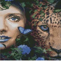 Фото Strateg Алмазная мозаика Девушка с леопардом (CA-0056)