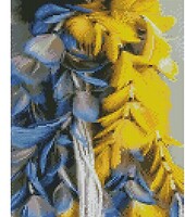 Фото Strateg Алмазная мозаика Желтоголубые перья (HX434)