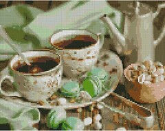 Фото Strateg Алмазная мозаика Кофе на двоих с макарунами (HX429)
