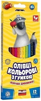 Фото Школярик Карандаши цветные с точилкой и резинкой (312119001-UA)